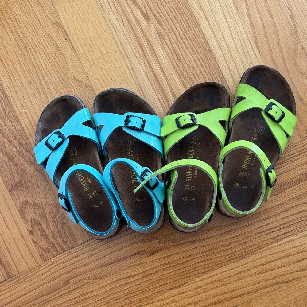 Birkenstock Kids Sandals - Aqua and Lime